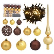 vidaXL Weihnachtskugel-Set mit Spitze und 150 LEDs Golden Bronze 61-tlg. vidaXL Weihnachtskugel-Set mit Spitze und 150 LEDs Golden Bronze 61-tlg.