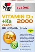 Doppelherz system Vitamin D3 2000 + K2 Tabletten 60 Stk. Doppelherz system Vitamin D3 2000 + K2 Tabletten 60 Stk.