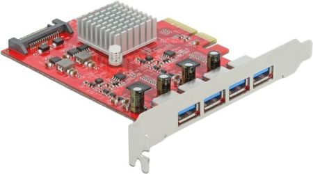 Delock PCI Express x4 Karte zu 4 x extern USB 3.2 Gen 2 USB Typ-A (90481)
