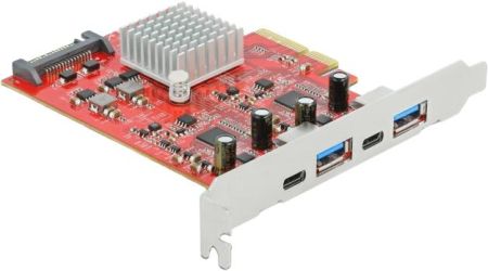 Delock PCI Express x4 Karte 2 x USB 3.2 Gen 2 Typ-A + 2 x USB-C (89041)