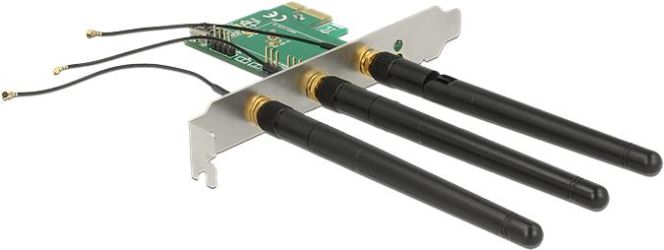 Delock PCIe x1 > 1 x intern M.2 Key A Slot mit 3 externen Antennen (89568) Delock PCIe x1 > 1 x intern M.2 Key A Slot mit 3 externen Antennen (89568)
