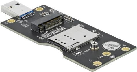 Delock USB 3.0 Konverter Typ-A Stecker zu M.2 Key B mit SIM Slot (63166)