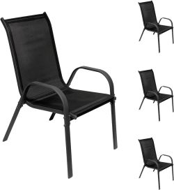 Mojawo Garten Stapelstuhl Metall - Textil 4 Stk. (949135)