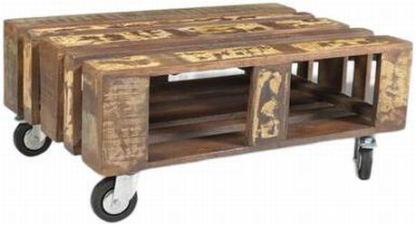 vidaXL Couchtisch mit 4 Rollen Altholz (240949)