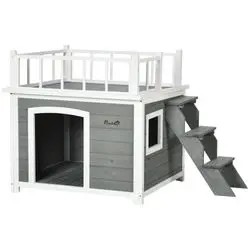 PawHut Hundehaus mit Balkon (D02-145V00YL) PawHut Hundehaus mit Balkon (D02-145V00YL)