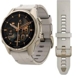 Garmin Fenix 8 AMOLED Sapphire 43 mm Leder-Armband + Silikonarmband