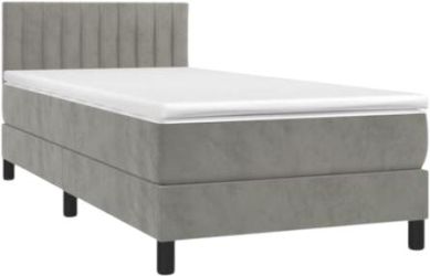 vidaXL Boxspringbett mit Matratze 90 x 200 cm Hellgrau (3134501)
