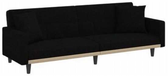 vidaXL Schlafsofa mit Kissen Schwarz Stoff (351877)
