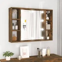 vidaXL Spiegelschrank mit LED Räuchereiche 76x15x55 cm (820445) vidaXL Spiegelschrank mit LED Räuchereiche 76x15x55 cm (820445)