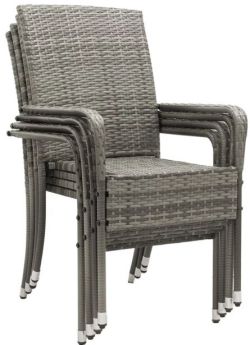 Juskys Yoro Polyrattan Gartenstühle 8er Set