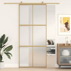 vidaXL Schiebetür Golden 90x205 cm Matt ESG-Glas und Aluminium (155158) vidaXL Schiebetür Golden 90x205 cm Matt ESG-Glas und Aluminium (155158)