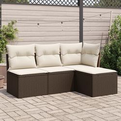 vidaXL Garten-Sofagarnitur mit Kissen Poly Rattan 4-tlg. (3249342) vidaXL Garten-Sofagarnitur mit Kissen Poly Rattan 4-tlg. (3249342)