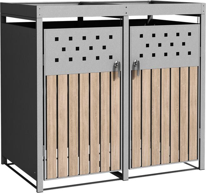 Estexo Mülltonnenverkleidung 2 Türen Box Pflanzdach (20302478)
