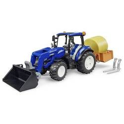 Bruder New Holland T5.120 mit Frontlader, Ladekasten, Gabeln und Rundballen Bruder New Holland T5.120 mit Frontlader, Ladekasten, Gabeln und Rundballen