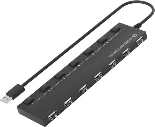 Conceptronic 7-Port-USB-2.0-Hub mit Anschluss für externes Netzteil (HUBBIES08B) Conceptronic 7-Port-USB-2.0-Hub mit Anschluss für externes Netzteil (HUBBIES08B)