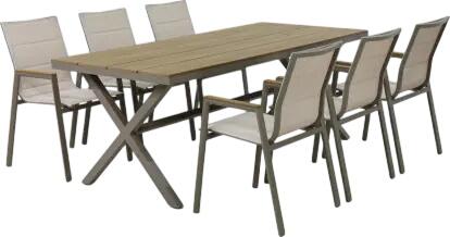 Primaster Garten-Essgruppe Milos 6 Personen Aluminium taupe/creme Primaster Garten-Essgruppe Milos 6 Personen Aluminium taupe/creme