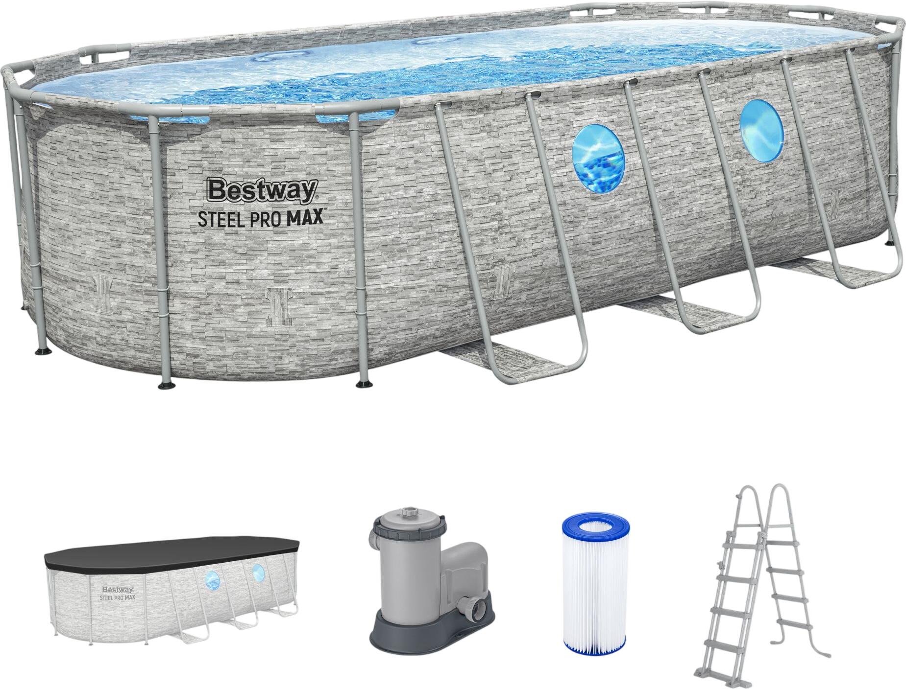 Bestway Steel Pro MAX Splashview Frame Pool Komplett Set (56716_26) Bestway Steel Pro MAX Splashview Frame Pool Komplett Set (56716_26)