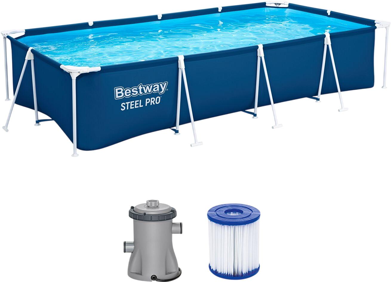 Bestway Steel Pro Frame Pool Set mit Filterpumpe 400 x 211 x 81 cm (56424_26) Bestway Steel Pro Frame Pool Set mit Filterpumpe 400 x 211 x 81 cm (56424_26)
