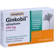 Ratiopharm Ginkobil ratiopharm 240 mg Filmtabletten 60 Stück (N2) Ratiopharm Ginkobil ratiopharm 240 mg Filmtabletten 60 Stück (N2)