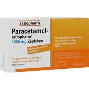 Ratiopharm PARACETAMOL 1000, 10 Zäpf. (N1) 1000 mg f. Ratiopharm PARACETAMOL 1000, 10 Zäpf. (N1) 1000 mg f.