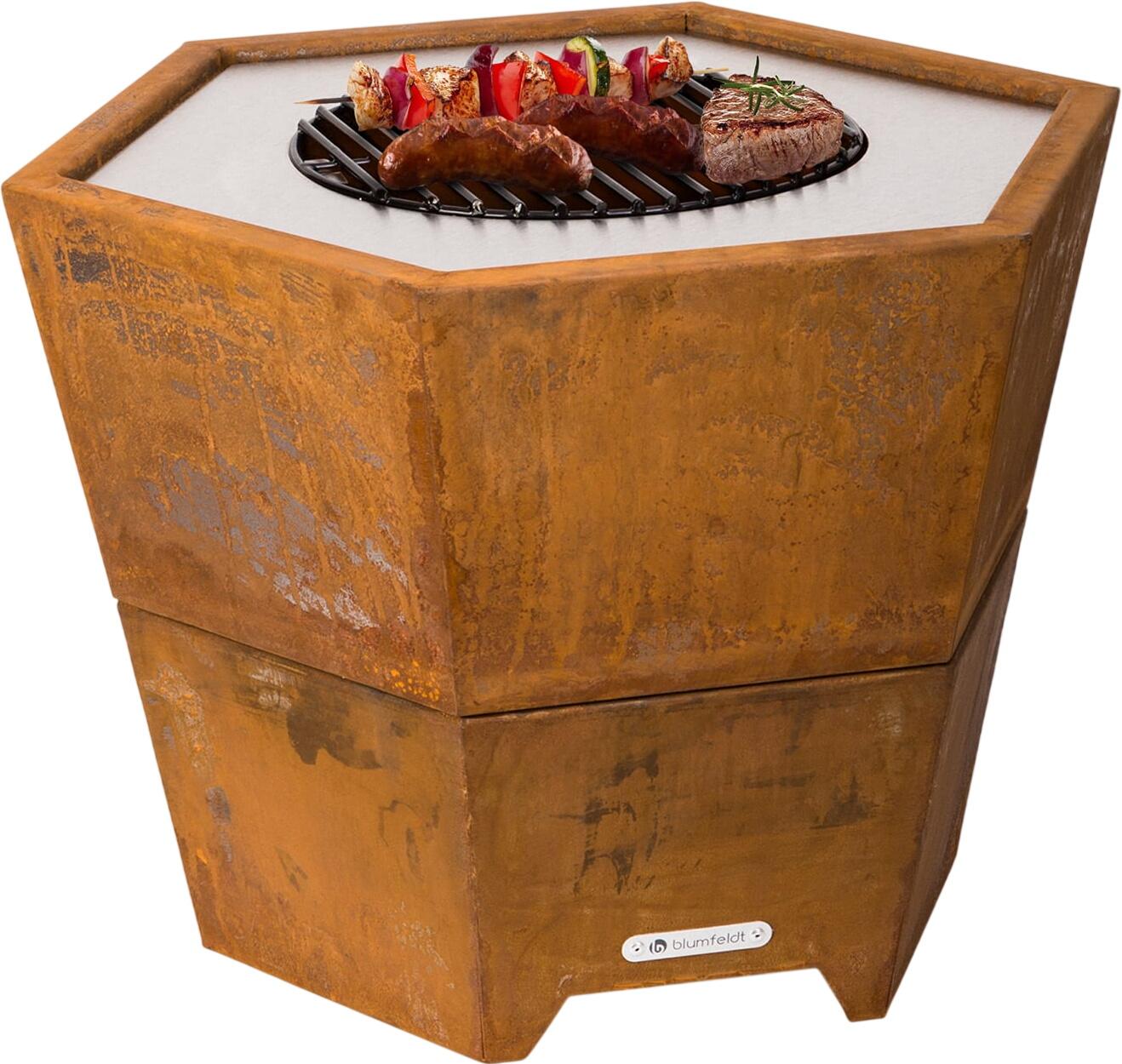 Blumfeldt Hekla Niedrige Feuerschale mit Grill Rost 60 cm Blumfeldt Hekla Niedrige Feuerschale mit Grill Rost 60 cm