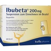 betapharm Arzneimittel Ibubeta 200 mg Suspension zum Einnehmen im Beutel 20 Stück betapharm Arzneimittel Ibubeta 200 mg Suspension zum Einnehmen im Beutel 20 Stück