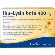 betapharm Arzneimittel Ibu-Lysin beta 400 mg Filmtabletten 20 Stück betapharm Arzneimittel Ibu-Lysin beta 400 mg Filmtabletten 20 Stück