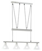 Trio-Leuchten 3751041-07 Jojo-Balkenpendel, 4xE14,max.40W, Nickel matt, Glas opal matt weiß Trio-Leuchten 3751041-07 Jojo-Balkenpendel, 4xE14,max.40W, Nickel matt, Glas opal matt weiß