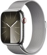 Apple Watch Series 9 GPS + Cellular 41 mm Edelstahl mit Milanaise-Armband (MRJ43QF/A)