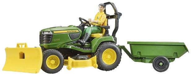 Bruder bworld John Deere Rasentraktor mit Anhänger und Gärtner (62104)