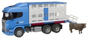 Bruder Scania R-Serie Tiertransport-LKW mit 1 Rind Bruder Scania R-Serie Tiertransport-LKW mit 1 Rind