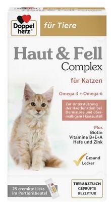 Doppelherz für Tiere Haut & Fell Complex für Katzen Portionsbeutel 25