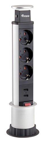 Equip Pop-Up Tischsteckdose mit USB (333304)