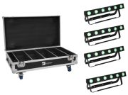Eurolite Set 4x AKKU Bar-6 QCL + Flightcase mit Ladefunktion
