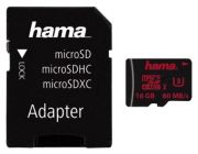 Hama microSDHC Speed Class 3 UHS-I 16GB + Adapter