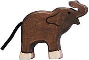 Holztiger Elefant klein Rüssel hoch