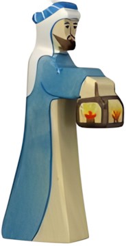 Holztiger Hirte mit Lampe