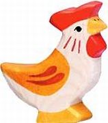 Holztiger Huhn stehend