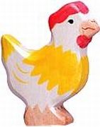 Holztiger Huhn stehend gelb