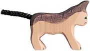 Holztiger Katze klein liegend grau