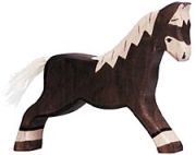 Holztiger Pferd laufend dunkelbraun