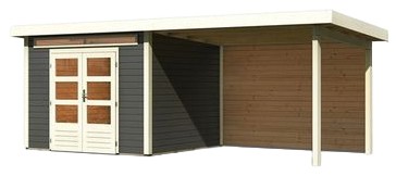 Karibu Woodfeeling Kandern 6 mit 320 cm Anbaudach und Rückwand (9241)