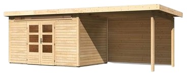 Karibu Woodfeeling Kandern 7 mit 320 cm Anbaudach und Rückwand (9248)