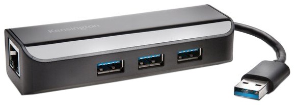 Kensington UA3000E USB 3.0 Ethernet Adapter & 3-Port Hub (K33982WW)