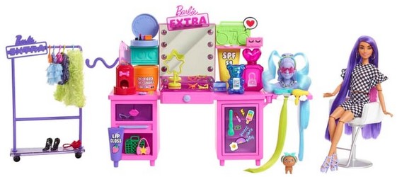 Mattel Barbie Extra Spielset mit Puppe und Stylingtisch (GYJ70)