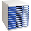Schubladenbox Multiform 302003D Modulo,A4, 10 Fächer geschlossen, grau/blau Schubladenbox Multiform 302003D Modulo,A4, 10 Fächer geschlossen, grau/blau