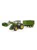 Bruder John Deere 7R 350 mit Frontlader und Tandemachstransportanhänger Bruder John Deere 7R 350 mit Frontlader und Tandemachstransportanhänger