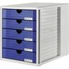 Schubladenbox Han System-Box, 5 Fächer Korpus grau, Schubladen geschlossen blau Schubladenbox Han System-Box, 5 Fächer Korpus grau, Schubladen geschlossen blau