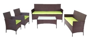 Mendler Halden 3-2-1-1 Poly-Rattan Garten-Garnitur
