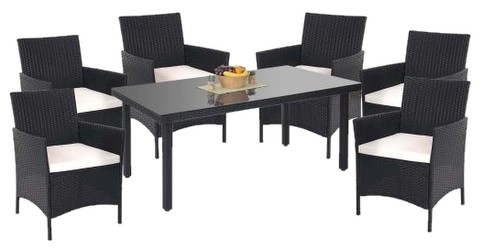 Mendler Halden Poly-Rattan-Sitzgarnitur 7-tlg.